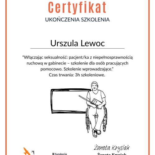 Logo firmy "MOBILNY GABINET MASAŻU IWONA BRYJOK" przedstawiające brązową, okrągłą grafikę z uproszczonymi sylwetkami osoby masującej i osoby masowanej, oraz listkiem symbolizującym naturę lub wellness. Pod grafiką znajduje się nazwa firmy w brązowych literach.